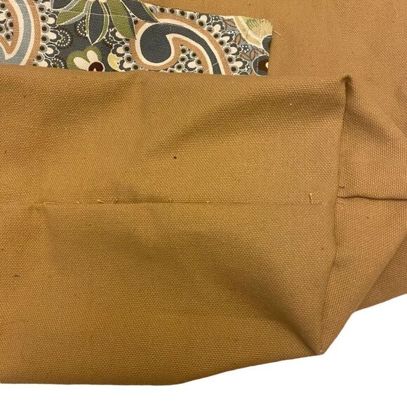 Handcrafted‎ Tan and Blue Paisley Reusable Shopping Bag - Picture 6 of 10